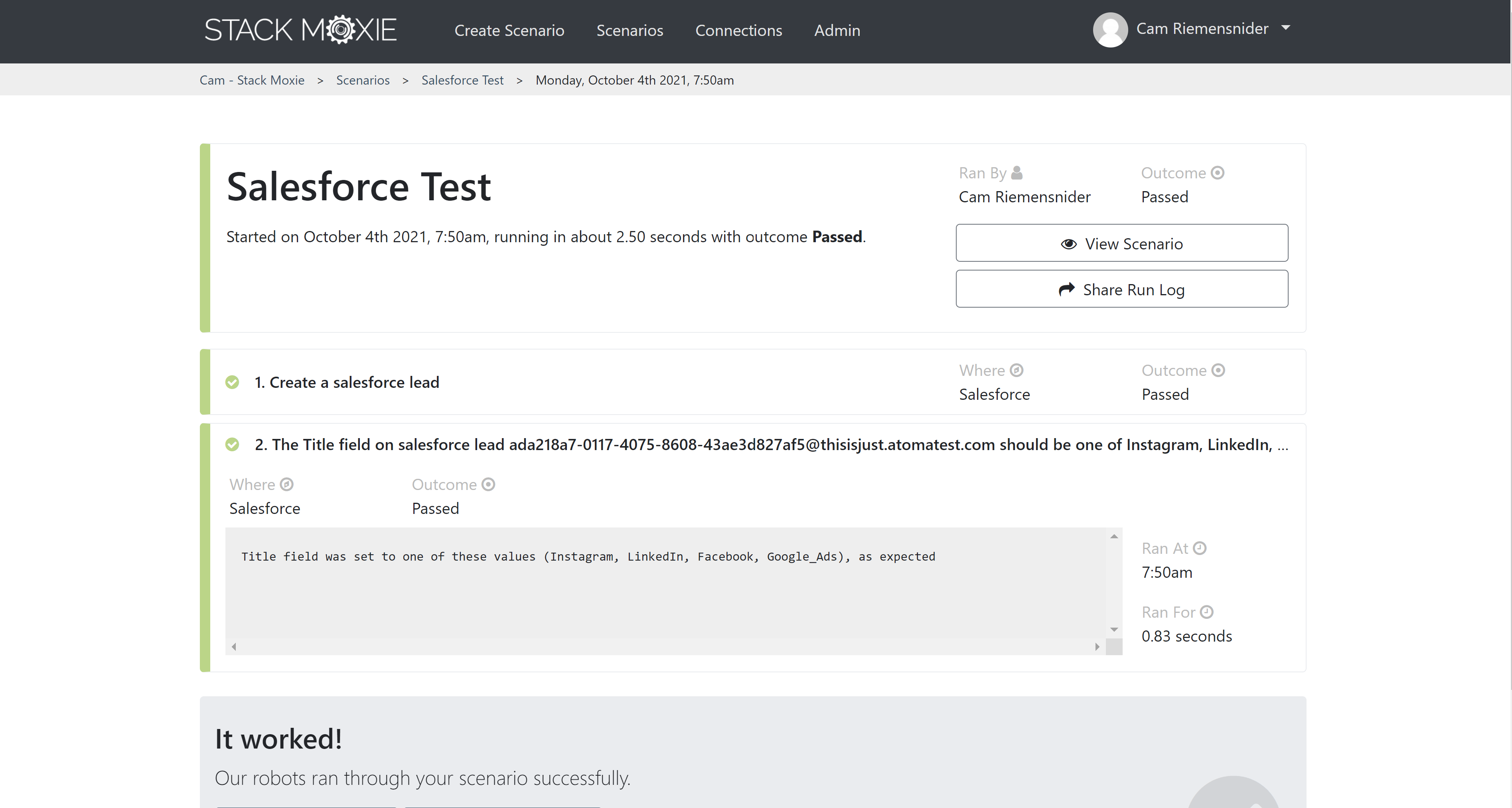 Stack Moxie Published Values